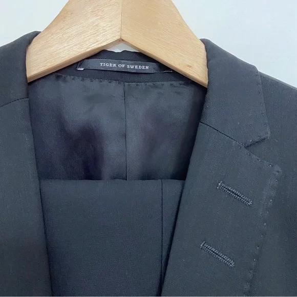 Tiger of Sweden black blazer Norden suit blazer 48 and Oxford pants 30 pure wool - Picture 5 of 16